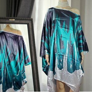 Green Irregular Boho Print Loose Dress (One Size)